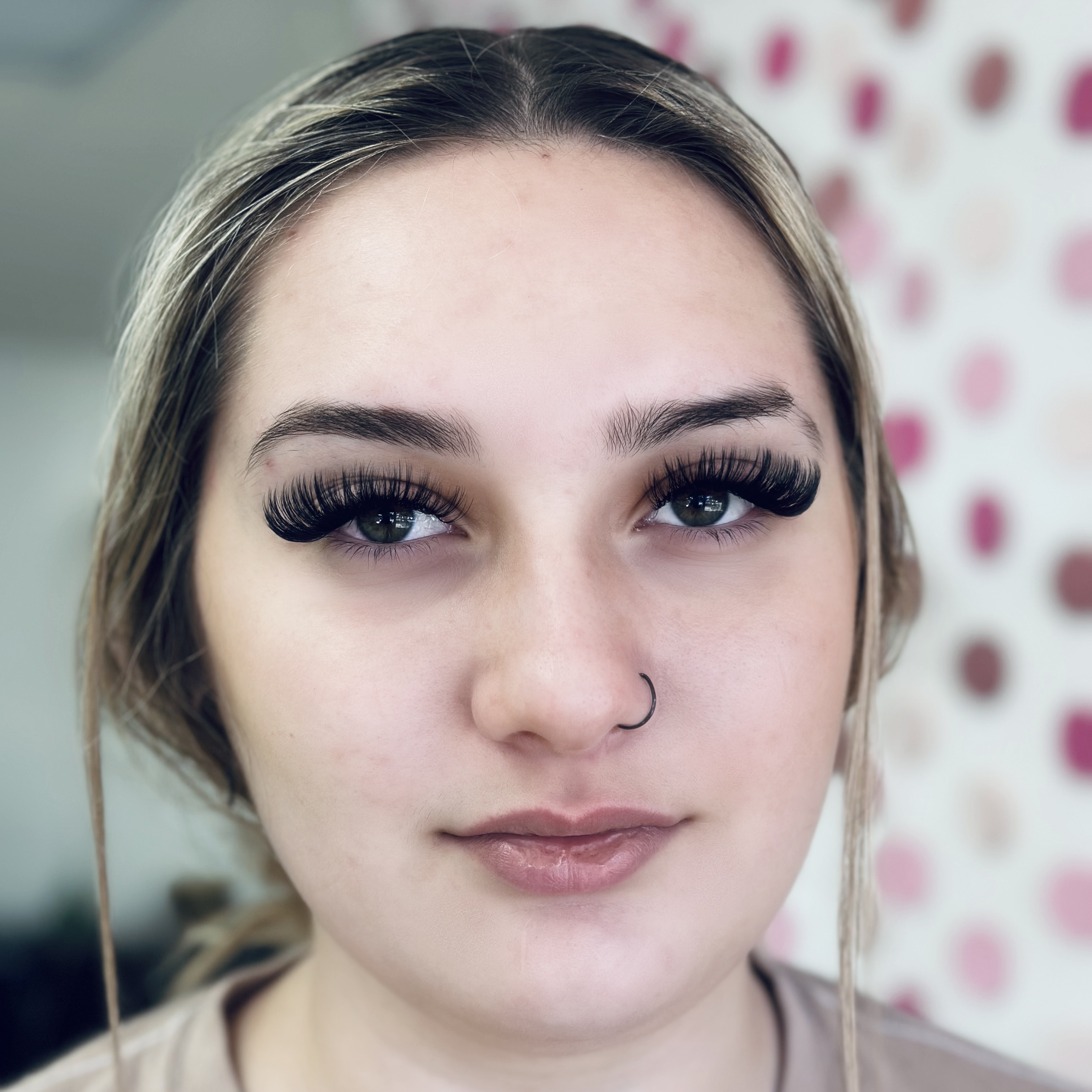 Close-up view of a soft lash set
